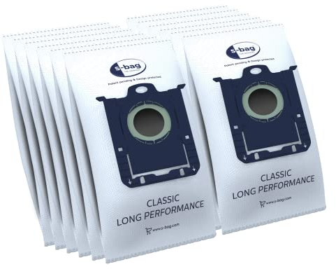 AEG GR201SM - Sacchetti aspirapolvere S-Bag Classic Long Performance, 12 pezzi, 3,5 L, alta aspirazione, lunga durata, filtrazione elevata, compatibili con AEG Electrolux Philips Volta Tornado