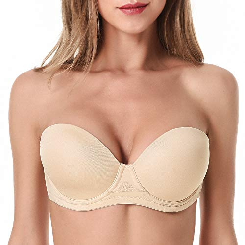 WingsLove Women’s Strapless Bra Full Coverage Underwire Multiway Plus Size Contour Comfort Bra(Nude 40D)