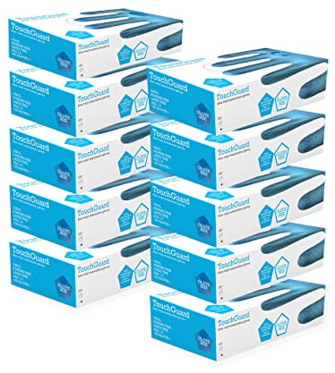 TouchGuard Blue Vinyl Disposable Gloves, Powder-Free, Box of 10*100, Large
