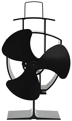vidaXL Heat Powered Stove Fan 3 Blades Black