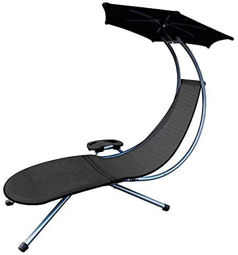 RANSENERS Gartenliege mit Verstellbarem Sonnendach und 195x68cm Großzügige Liegefläche - Bequeme Schwebeliege Pure Entspannung im Garten und Terrasse