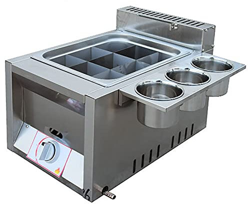 Friggitrice Professionale a Gas, Nove Pentole Oden a Griglia, Fornello da Esterno in Acciaio Inossidabile con Portaspezie, Friggitrice per Patatine Fritte Ristorante Cucina Domestica