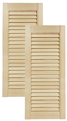 DecoMeister Porte a Lamelle in Legno 294x720 mm Confezione da 2 - Porta Lamella Pino Massiccio - Anta per Armadio a Persiana Aperta - Frontali Mobili e Antine per Guardaroba - Legno Naturale Grezzo
