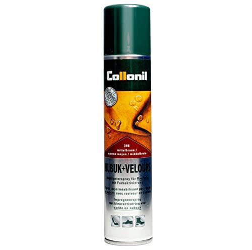 Collonil Nubuk + Velour Spray, spray imperméabilisant et soin, 200 ml, Marron Moyen