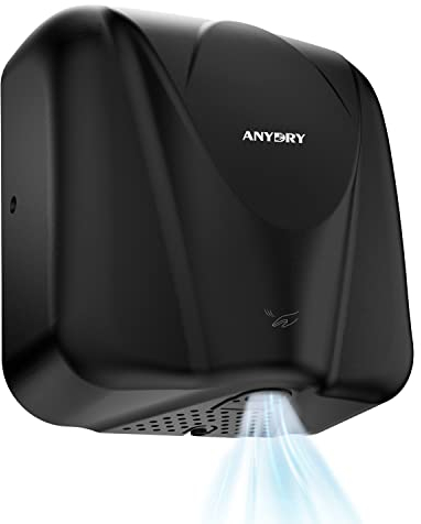 anydry 2812 Comercial Sensor Secador de Manos eléctrico automatico Diseño Elegante Acabado en Acero Inoxidable Secado rápido 7-10 Segundos.1650 W.(Mate Negro)