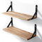 AGM Mensole da Muro, Set di 2 Mensola da Parete in Legno, Profondità 15cm, Bordo Naturale e Superficie Lucida, Mensola Sospesa Rustico, Mensola da Muro per Camera da Letto, Soggiorno, Cucina, Bagno