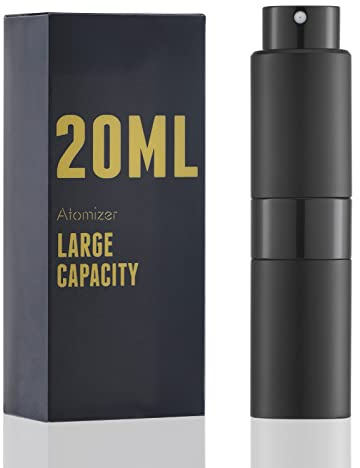 owlyee Perfume Travel Refillable Atomizer Bottle: Cologne Spray Mini for Refill - Empty Fragrance Sprayer for Men - Large Size 20ML Black