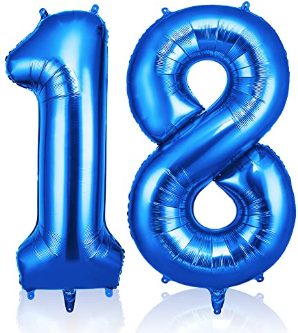 OFFCUP Palloncini Compleanno Blu 101 CM, Palloncino Numero 18/81, Foil Palloncini Numeri, Giganti Palloncini Numeri, Decorazioni Festa Compleanno, Gonfiabili Pallone per Anniversario