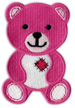 Aufnäher/Aufnäher, bestickt, Motiv: Teddybär, 5,5 x 8 cm, zum Aufnähen / Aufbügeln, Rosa