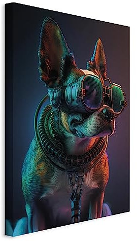 murando AI Acoustic Canvas Wall Art Dog 60x90 cm / 24x36 picture with acoustic foam sound absorption print image Artwork 1 pc room acoustics soundproofing Cyberpunk Cyberdog g-H-10058-b-b
