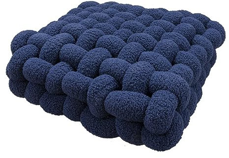 Knotenkissen,1Pc Sherpa Geknotetes Kissen,Weiche Dekorative Bodenkissen,Komfort Sitzkissen Boden,Sitzpolster Quadrat Gewebtes Stuhlkissen Plüsch Deko-Kissen für Sofa Zimmer Erker Büro K 40x40x12cm