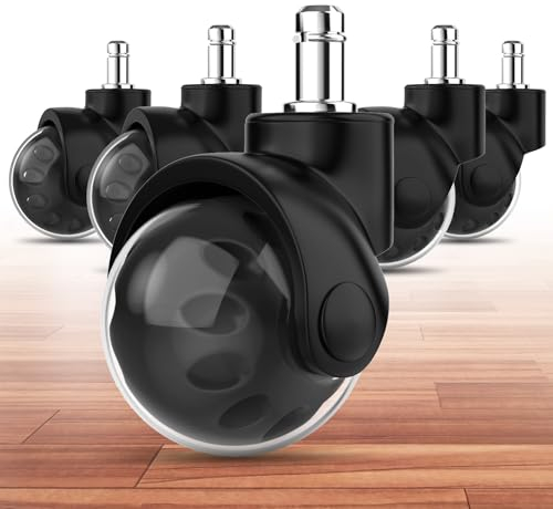 Rotelle di Ricambio per Sedia da Ufficio - Lisce e Super Silenziose, 11 x 22 mm, Ruote a Sfera Resistenti per Pavimenti Duri, Confezione da 5, Adatte per Sedie da Ufficio e Gaming