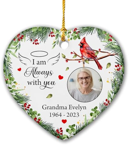 Christbaumschmuck Keramik Weihnachtsanhänger Anhänger Weihnachtsbaumschmuck Hängende Ornamente Weihnachtsdeko Personalisiertes Fotobild 2023, „I Am with You“ Mit Foto, Kardinal, Individuelles