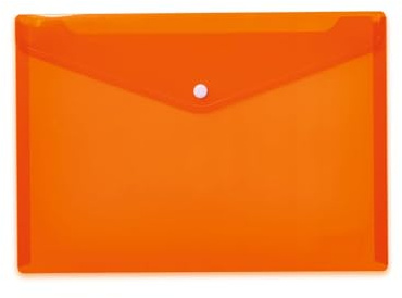 HERMA 20074 Dokumententasche A4 Transparent Orange, 5 Stück, kleine Sichttaschen Umschlag mit Druckknopf, Briefumschlag aus Plastik für Schule, Uni, Büro, Reise