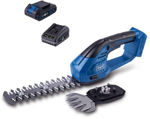 Scheppach Cisaille à Gazon sans Fil C-HTGS200-X 20V | Largeur de Coupe (Lame de Coupe d'herbe) 90mm | Longueur de Coupe (Lame de Coupe d'arbuste) 200mm | avec Batterie 2 Ah et Chargeur