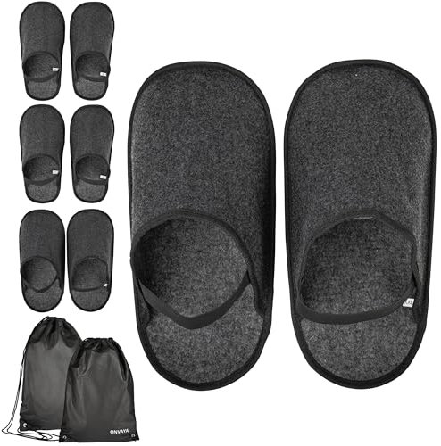 ONVAYA® Handwerkerpantoffel mit Gummiband im Beutel | 4er Set XL-XXL | ABS-Sohle | Museumpantoffel | Überschuh | Gästepantoffel | Schlosspantoffel | Schutzschuh | Filzüberschuhe