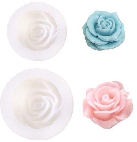 Butyeak Lot de 2 moules à bougie 3D en silicone en forme de fleur - Pour la fabrication de bougies parfumées, savons, plâtre (rose)