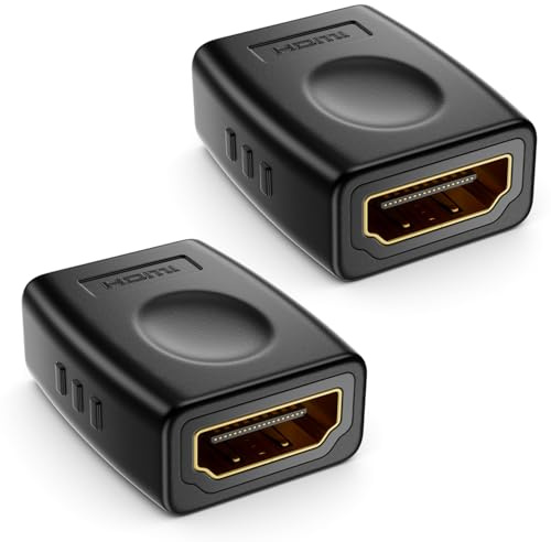 deleyCON 2 Piezas Acoplador HDMI (Hembra a Hembra) Extensor HDMI Conector FullHD 4K HDR ARC para TV Monitor Proyector PC Portátil Notebook PS4 PS5 Xbox | Conector alargador HDMI para monitor, proyector, PC, portátil, portátil, PS4, PS5 y Xbox