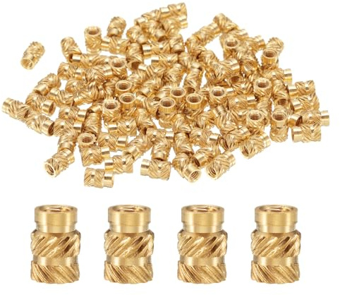 QUARKZMAN 100 Stück M2 Gewindeeinsätze Messing Heat Set Insert M2x5mm, OD 3,5mm gerändelte Einpressmuttern, 3D Druck Messingmuttern weibliche Gewindeeinsätze Muttern