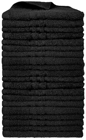 IlGruppone Set 5/10/20/30 Teli 50x90Cm Asciugamani Neri Professionali Parrucchiera Salviette Telo Nero Con Tintura Indanthrene 380Gr - Nero - 20 Pezzi