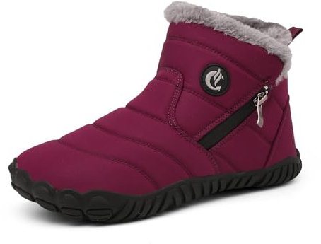 CELANDA Barfot, vinterskor, dam, varm, plysch, fodrade vinterstövlar, herr, vinter, snöstövlar, halkfria, korta skaft, stövlar, bekväma slip-on stövlar, utomhus, storlek 36–46 EU, röd, 41 EU