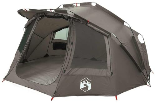 vidaXL Tente de pêche 5 Personnes Gris imperméable, Tente de Camping, Tente de Jardin, abri d'extérieur, abri de pêche, abri de Camping