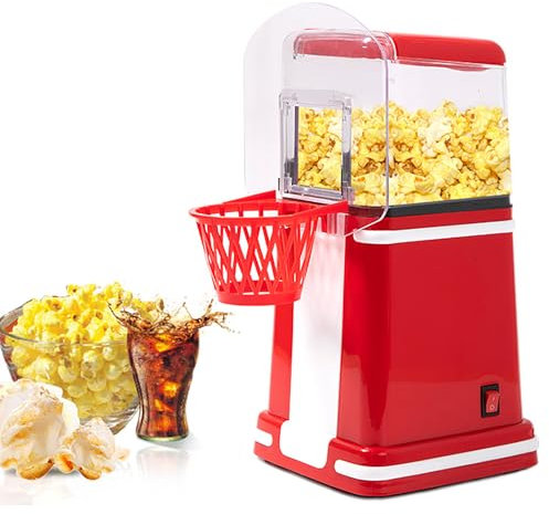 CHANGLKJ Machine À Pop-Corn À Air Chaud, Machine À Pop-Corn Électrique, Capacité 100 G De Maïs/Temps Et 1 100 W, Fabrication Rapide en 3 Minutes, Intérieur De Qualité Alimentaire Et Facile À Nettoyer