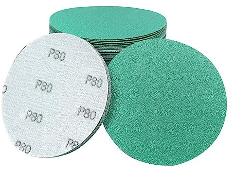 Discos de Lijado, Discos de lijado en seco y húmedo de 125Mm, color verde, papel de lija resistente al agua con gancho y bucle de grano 60-2000, 100 Uds. for lijadoras DA orbitales aleatorias(400grit)