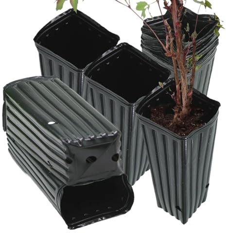 Grandi vasi in plastica con foro di drenaggio, set di 10 vasi da fiori alti per piantine di alberi per interni e giardino, contenitori per vivai, 14 x 29 x 11 cm