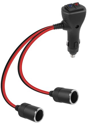 YANBORONSN Répartiteur allume-cigare 1 à 2 prises pour voiture, adaptateur allume-cigare avec double interrupteur indépendant, rallonge allume-cigare 12 V 24 V avec fusible 15 A