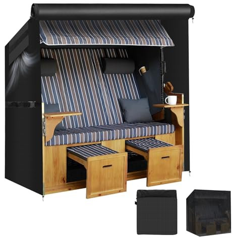 Farekass Copertura per Poltrona da Spiaggia, 420D Oxford Tessuto Rivestimento in PU sedia da spiaggia, Telo protettivo per sedia da spiaggia Impermeabile Protezione UV antivento 135x105x175/140cm