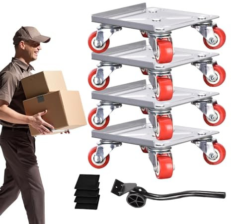 Transportador de muebles pesado, para mover muebles, resistente con 5 ruedas, palanca corta y elevador de carga con base antideslizante para armarios, sofás, etc