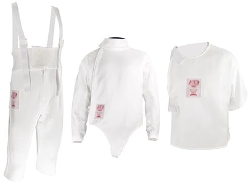 ATAPNLNMTZ 450N Fechtuniform, 3-teiliger Fechtschutzanzug, Fechtausrüstung, Fechtanzug für Florett, Degen, Säbel, Linke Hand(44#)