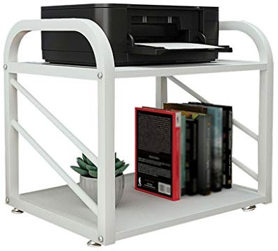 Druckerständer Kleiner Druckerständer Fester Metallrahmen 2-lagiges Schreibtischregal Büro-Faxgerät-Scannerhalterung Druckertisch 55 × 40 × 46 cm Druckerregal