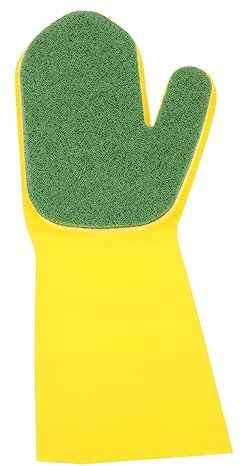 WRITWAA Reusable Cleaning Gloves for Household Use Durable Latex Dishwashing Gloves for Kitchen Cleaning Comfortable Fit for Right Hand Yellow and Green Color