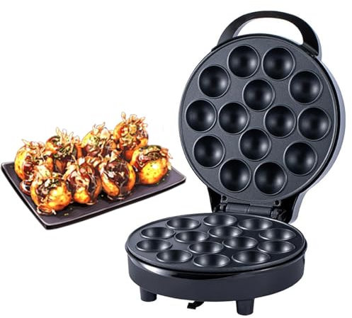 WaaYb Fabricante de Pasteles Pop de 750w, máquina de Magdalenas con Recubrimiento Antiadherente y luz indicadora LED, Fabricante de takoyaki eléctrico de calefacción de Doble Cara para Fiestas