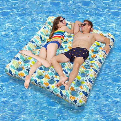 Poltrona gonfiabile doppia galleggiante,Materassino Mare Accessori Piscina per Adulti,Letto galleggiante gonfiabile ,Extra large Galleggiante Gonfiabile Pieghevole,per piscina sulla spiaggia