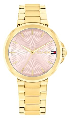 Tommy Hilfiger Montre à Mouvement à Quartz Trois Aiguilles pour Femme avec Bracelet en Acier Inoxydable de Couleur Dorée - 1782779