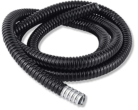 IkErna Tuyau Métallique Noir Plastifié de 5 M de Long, Flexible Ondulé Fileté Et Étanche, Gaine de Protection Pour Câble/1Pc/Id 10Mm * 5M