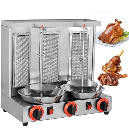Countertop Gas Rotisserie Oven, Vertical Rotating Shawarma Machine, Energy Efficient with Heat Resistant Door for Chicken and Tacos