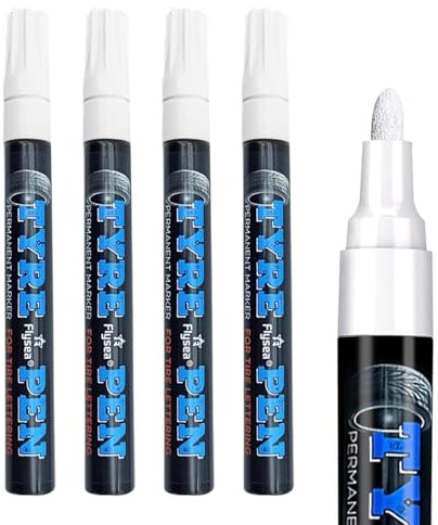 MOSTEDE Marcador Para Neumáticos Blanco 4 Piezas Rotulador Impermeable Para Neumáticos De Coche Rotulador Versátil Y Reparación Para Neumáticos Blanco Para Coche, Moto, Bicicleta Neumático