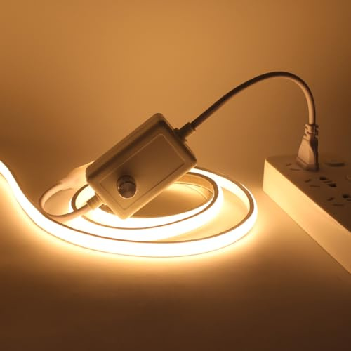 HEGEHE Tira de LED COB Regulable, 220V 288LEDs/M Super Cinta LED de Neón, Cinta luminosa Flexible FCOB LED Tira de Luz para Navidad,Vacaciones,Decoración de Interiores e Iluminación(Blanco Cálido,4M)