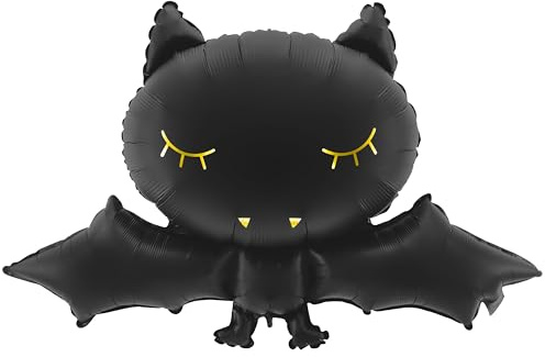 HIKIhooray Halloween Folienballon Fledermaus – XXL 80 × 52 cm – schwarz mit Golddruck – Luft & Helium befüllbar Gruselfeier für Kinder Fasching Kostümfeier Mottoparty