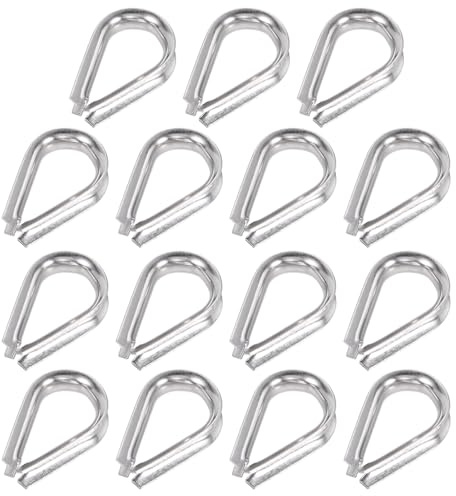 sourcing map 48 dedales de cuerda de alambre, dedal de acero inoxidable M6 de 1/4 pulgadas para cuerda de alambre de 1/4 pulgadas de diámetro, aparejo marino, barco, pesca, construcción, aplicaciones