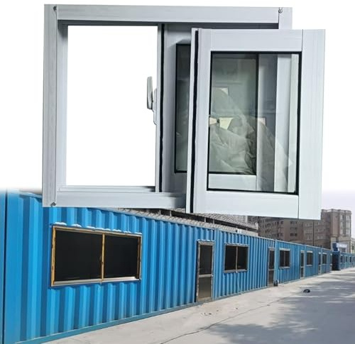 JLXJYS Fenêtres de Remplacement for sous-Sol, fenêtres coulissantes en Aluminium Blanches avec moustiquaire et Verre trempé for la Ventilation, fenêtre for Maison Mobile(WxH 35x18in/88x45cm)