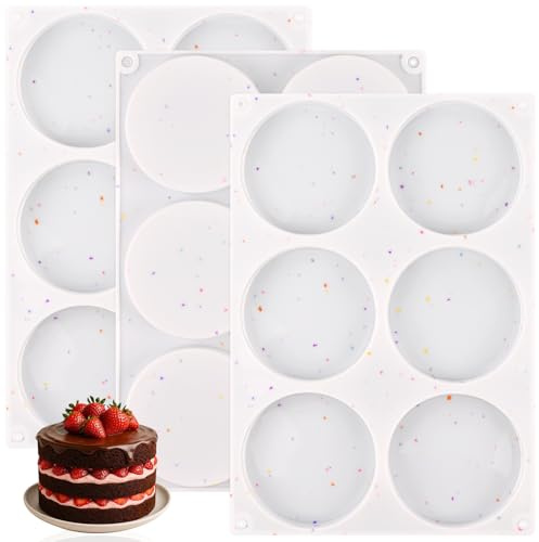 HUAKENER 3 Pcs Silicone Muffin Top Pans for Baking, 4 Inch Non-Stick Round Baking Molds for Mini Cake, Muffin Top, Dessert, Hamburger, Sandwiches Making