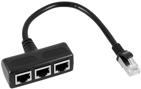 Cable Divisor RJ45 1 Macho a 3 Hembra,Ethernet Splitter,Duplicador Ethernet,Adaptador de Conector,Adaptador de Conector RJ45,Compatible para Cat5, Cat5e,Cat6 y Cat7,para ADSL, Routers,Conmutadores
