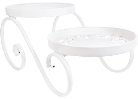 ANDRESLAD Portafiori in Ferro Battuto Bianco, Supporto per Vasi da Balcone e Piante Succulente, Portaoggetti Decorativo per Soggiorno, Camera e Ufficio, Resistente e Salvaspazio
