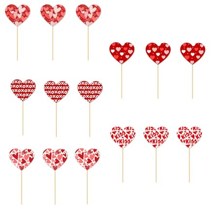 jojnsha 15 Piezas De Decoraciones De Valentín Hechas a Mano Inserciones De Jarrón Cartulina Artesanal con Pegatinas para Fiestas En Hogar Recuerdos De Fiestas Románticas Suministros