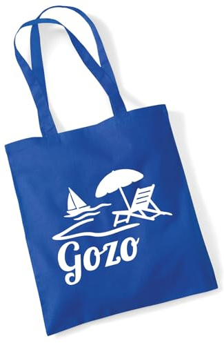 Huuraa borse della spesa Gozo Malta Borsa regalo Bright Royal in cotone da 10 litri Gozo Malta souvenir